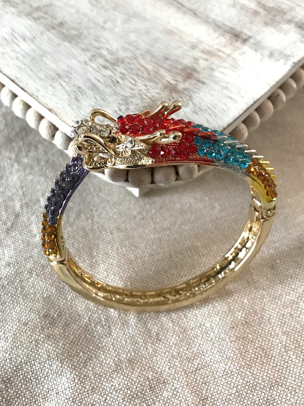 EVER FAITH Colorful Crystal Dragon Bangle Cuff - New in Box
